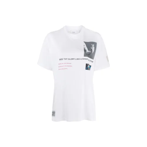 Burberry Women's Montage Print Cotton Short Sleeve T shirt White