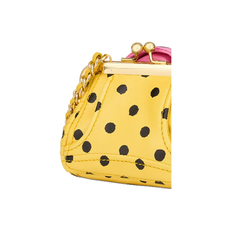 MOSCHINO Sheepskin Shoulder Bag Mini Women's Yellow & Pink-3