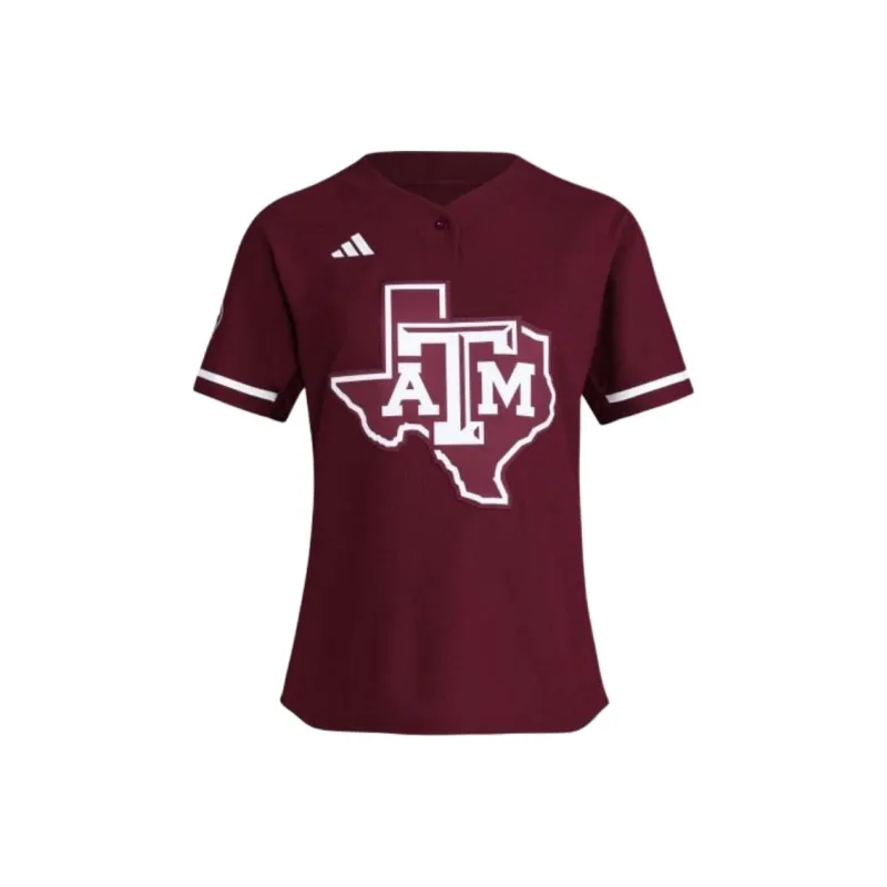 Adidas Free Shipping With AdiClub Texas A&M One Button Softball Jersey-0