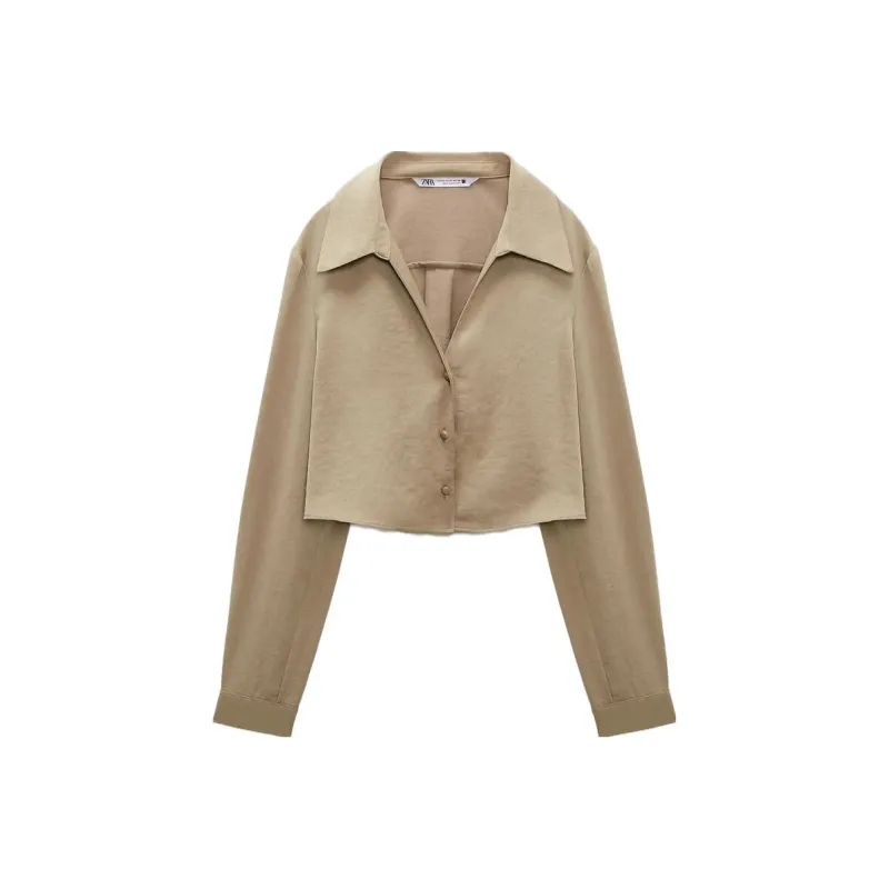 ZARA Crop Tops Women's Sand-0