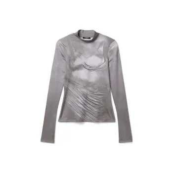 BALMAIN Draped Print Satin Top