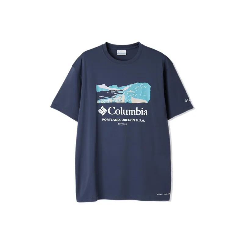 Columbia Lake Arrowhead T Shirt Men's Night Travel Blue-0