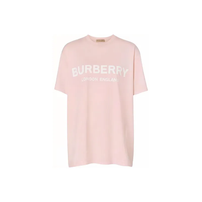 Burberry Women's Logo Print T shirt Pink/White-0