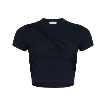 Patou Draped Cropped Organic Cotton T shirt