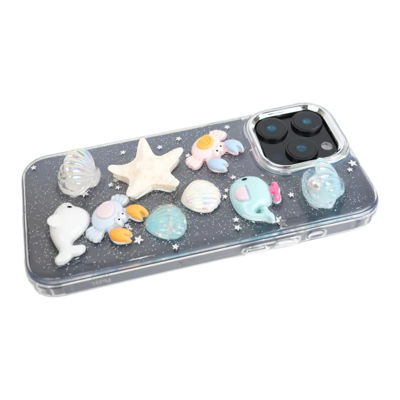 Wei Xin Acrylic Material 3D Effect Starfish Shell Phone Cases Compatible With IPhone 16/15 Pro Max/Apple 13/14 Pro/Max-3