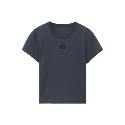 Alexander Wang Puff Logo & Bound Neck Essential Jersey Shrunk Tee Soft Obsidian