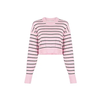 PALM ANGELS Striped Cropped Crewneck Jumper