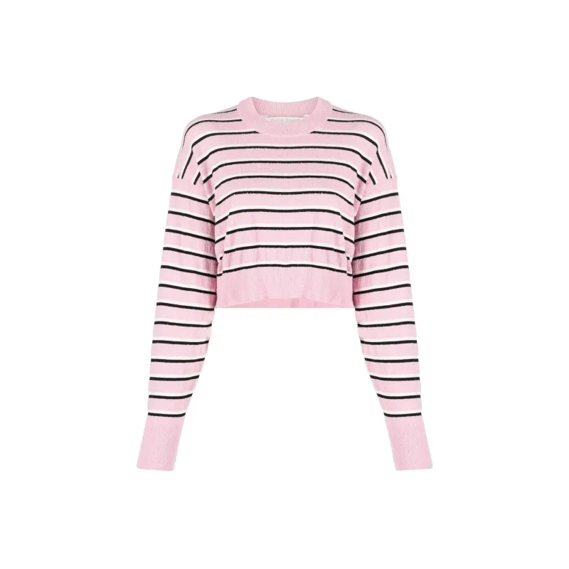 PALM ANGELS Striped Cropped Crewneck Jumper-0
