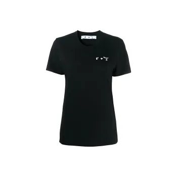 OFF WHITE Logo Print Casual Tee Black