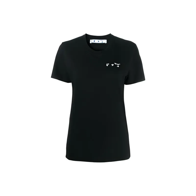 OFF WHITE Logo Print Casual Tee Black-0