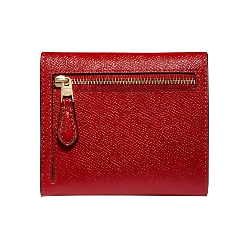 COACH Leather Card Holder, Coin Purse, Wallet Women's Red-1