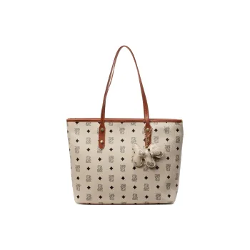 Single Warehouse PU Tote Handheld Shoulder Bag Regular Women's Ecru/Pink/Brown/Coffee/Black