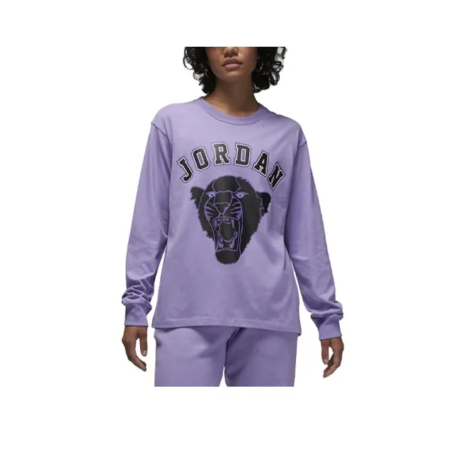 Jordan Jordan Tiger Graphic Drop Shoulder Sleeve T-Shirt Women's Purple-0