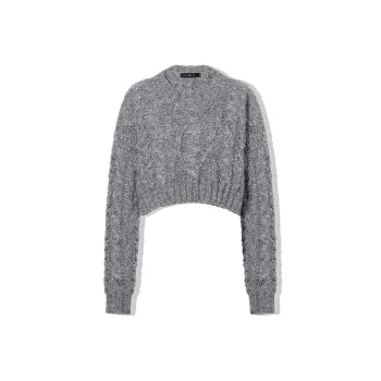 LA CRAWFISH Loose Fit Sweater Spring Autumn And Winter Women's Gray
