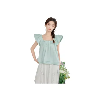 PZGE Flutter Sleeve T-Shirt Women's Mint Green