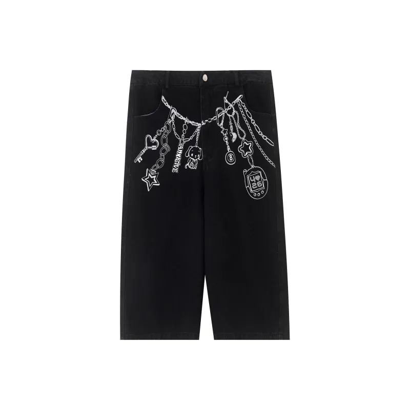 F426 Denim Shorts Unisex Black-0
