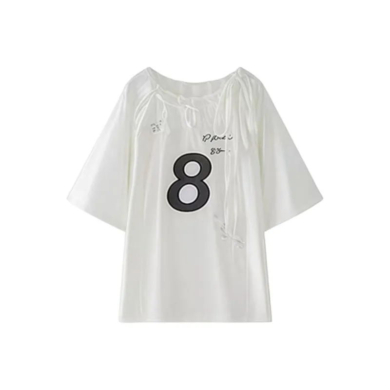 KYKW Drop Shoulder Sleeve T Shirt Women's White-0