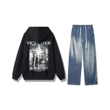 Black Top+Vintage Blue Pants