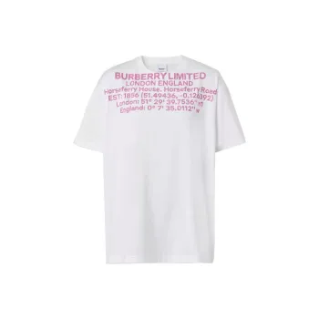 Burberry Location Print T Shirt White/Pink