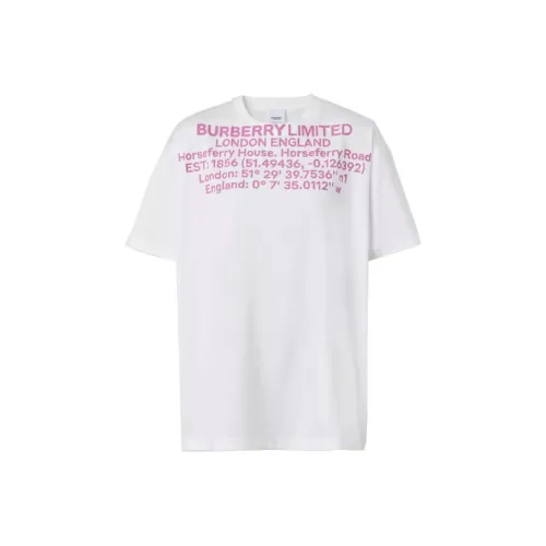 Burberry Location Print T Shirt White/Pink