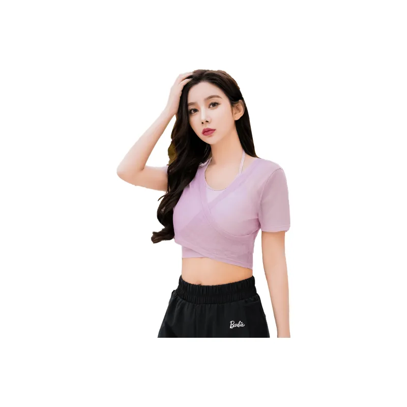 Barbie Yoga T Shirts Women's Bean Pink-0