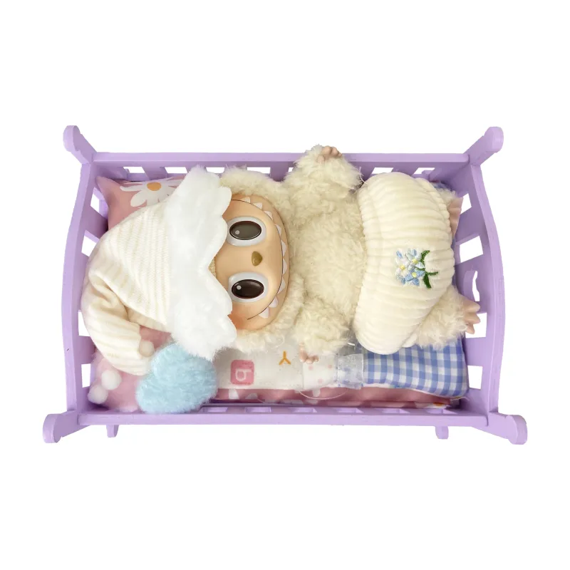 [Modified Doll] POP MART Labubu THEMONSTERS Heartbeat Macaron Collection Good Night's Bed, Cute Hang Tag Box 17cm-3