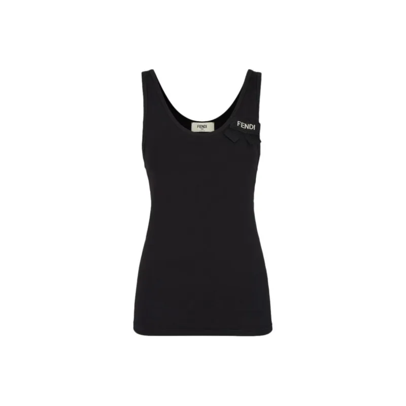 FENDI Logo Plaque Ribbon Detailed Tank Top-0