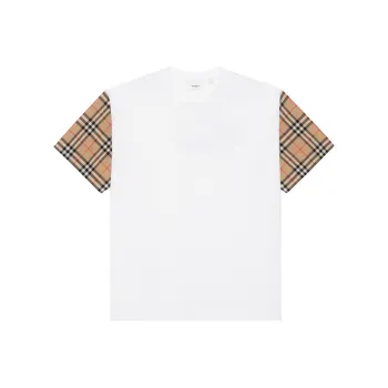 Burberry Vintage Check Sleeve Cotton Oversized Women's T Shirt White/Archive Beige