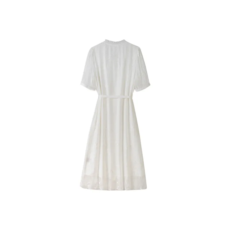 To The West Short Sleeved Dress Women's White-1