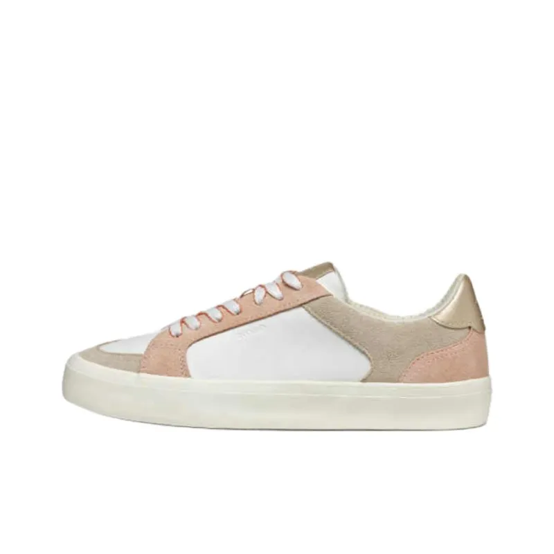 GEOX D EMMELENY E Abrasion Resistant Low Top Skateboard Shoes Women's White Pink-0