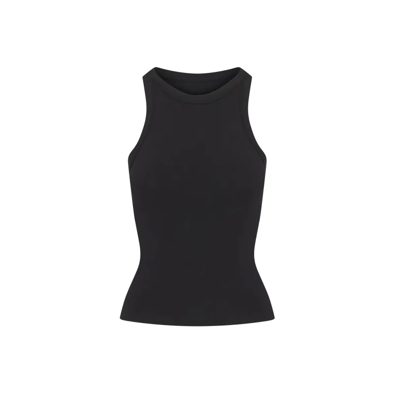 SKIMS COTTON JERSEY CREW NECK TANK Top Women's SOOT/Smoke Gray-0