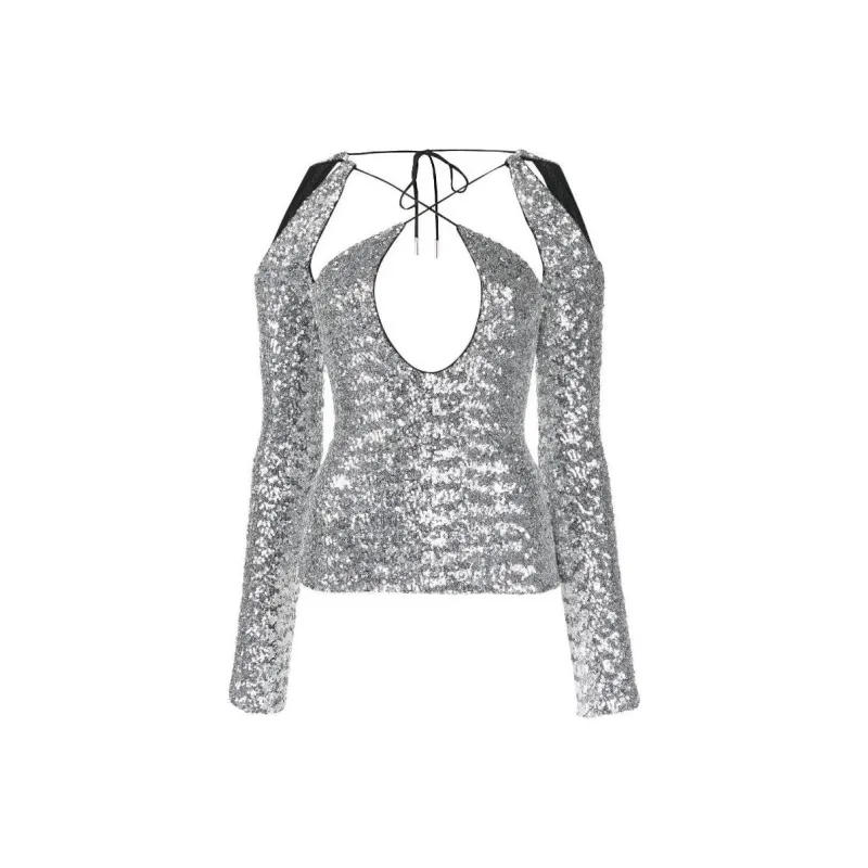 The Attico Sequin Embellished Cut Out Detailed Top-0