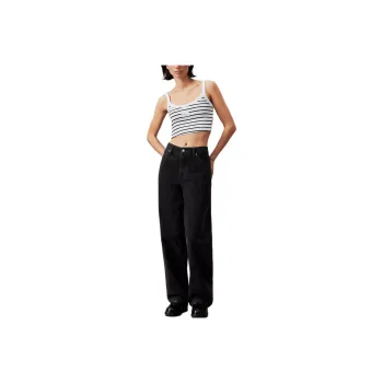 CALVIN KLEIN Tank Top Women's Black White Stripes