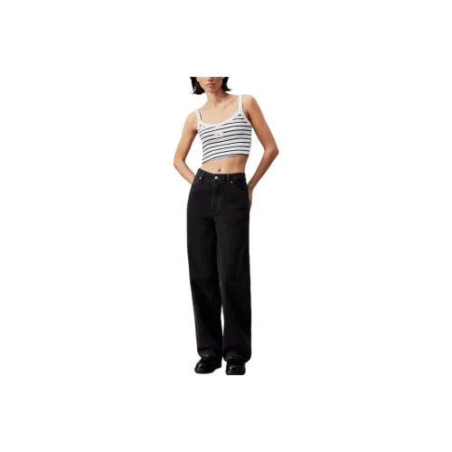 CALVIN KLEIN Tank Top Women's Black White Stripes