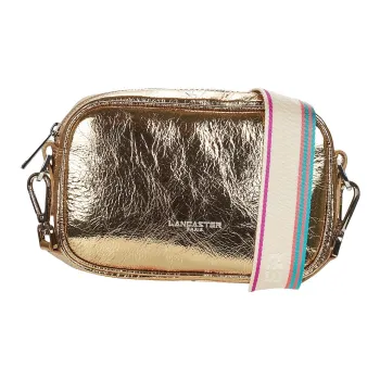 Lancaster Cow Leather Shoulder Bag Medium Size Women's Beige