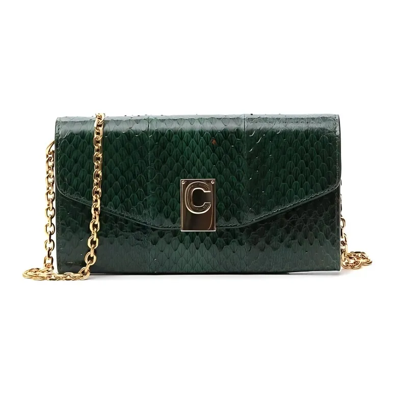 CELINE Genuine Leather Shoulder Bag Women's Green-0