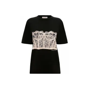 Alexander McQueen Lace Corset Crewneck T Shirt