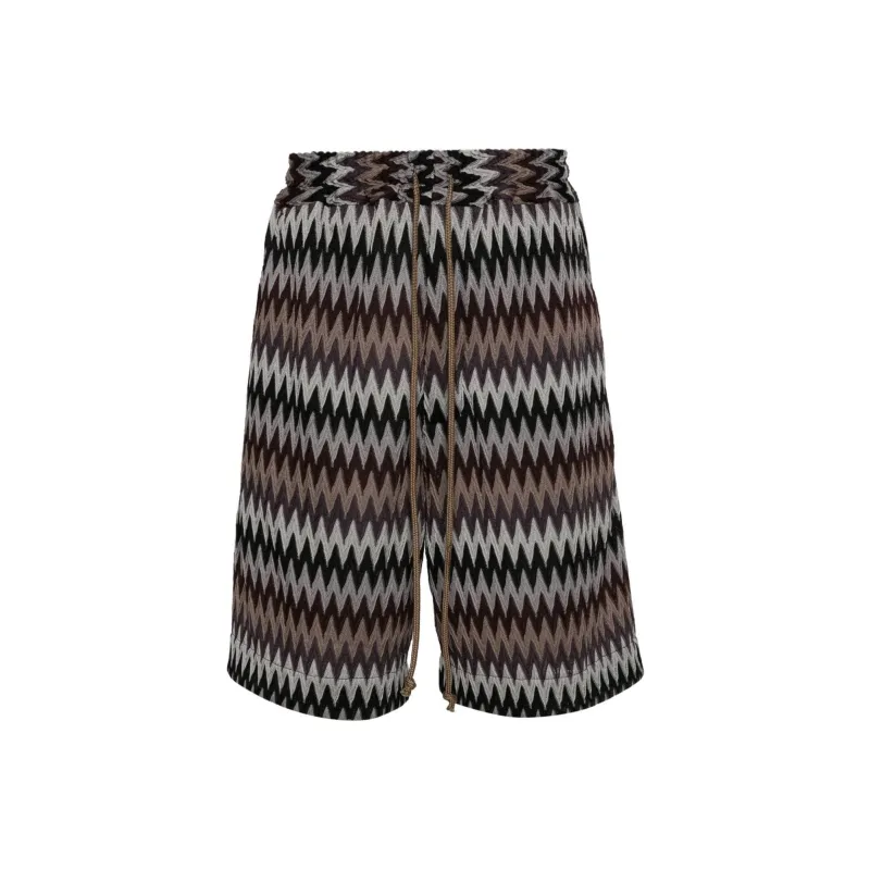 SONG FOR THE MUTE Chevron-knit Elasticated-waist Shorts-0