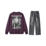 Dark Purple Top+Smoke Gray Jeans