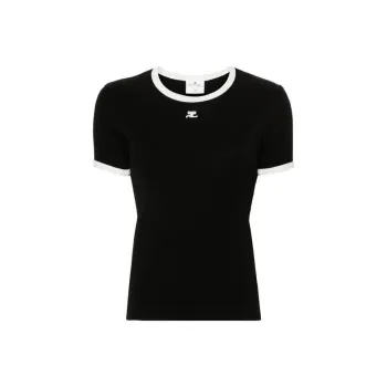 COURREGES Signature Contrast T Shirt 'Black/Heritage White'