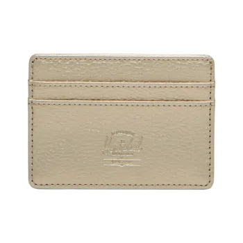 Herschel Litchi Grain Vegan Leather Money Clip Card Holder Unisex Gold
