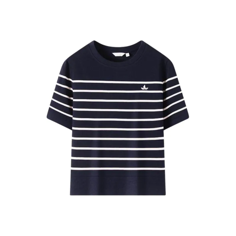 NAVIGARE Regular T Shirt Women's Blue Base White Stripes-0