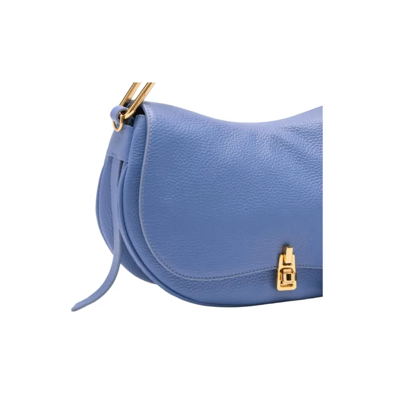 COCCINELLE Grain Leather One Shoulder Handbag Medium Size Women's Blue-3