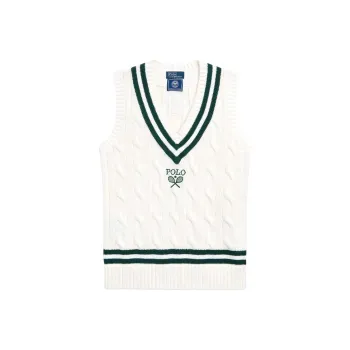 Polo Ralph Lauren Wimbledon Tennis Open Collection SS24 Tank Tops Women's Porcelain White