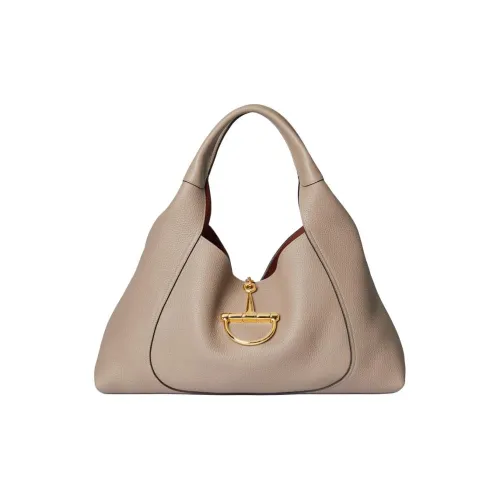 GUCCI Grain Leather Shoulder Bag Extra Large Women's Taupe