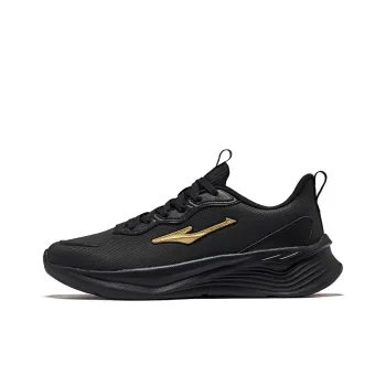 Erke Cushioning, Slip Resistant, Lightweight Low Top Casual Running Shoes Men's Black Gold
