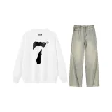 White Sweatshirt (Fleece-Lined)+Yellow Mud Jeans