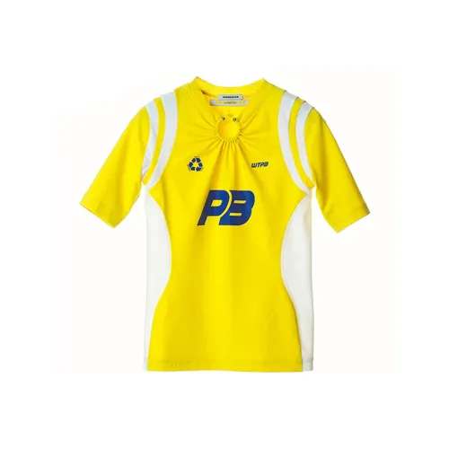 PushBUTTON T-Shirts Women's Yellow/White