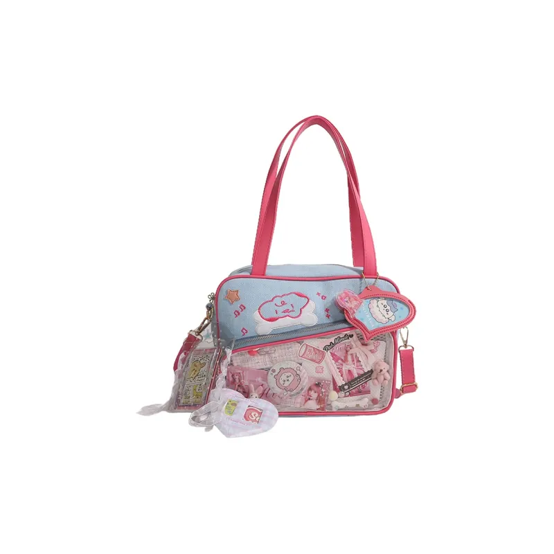 Bueno Denim Shoulder Bag Women's Dark Blue/White/Light Blue-8