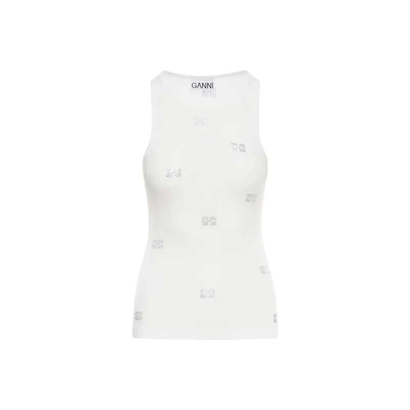 GANNI Rhinestone embellished Tank Top-0